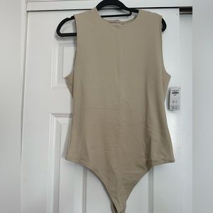 Abercrombie and Fitch sleeveless ribbed bodysuit tan NWT SIZE L